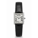 Tank Louis Cartier Black Leather Strap White Dail
